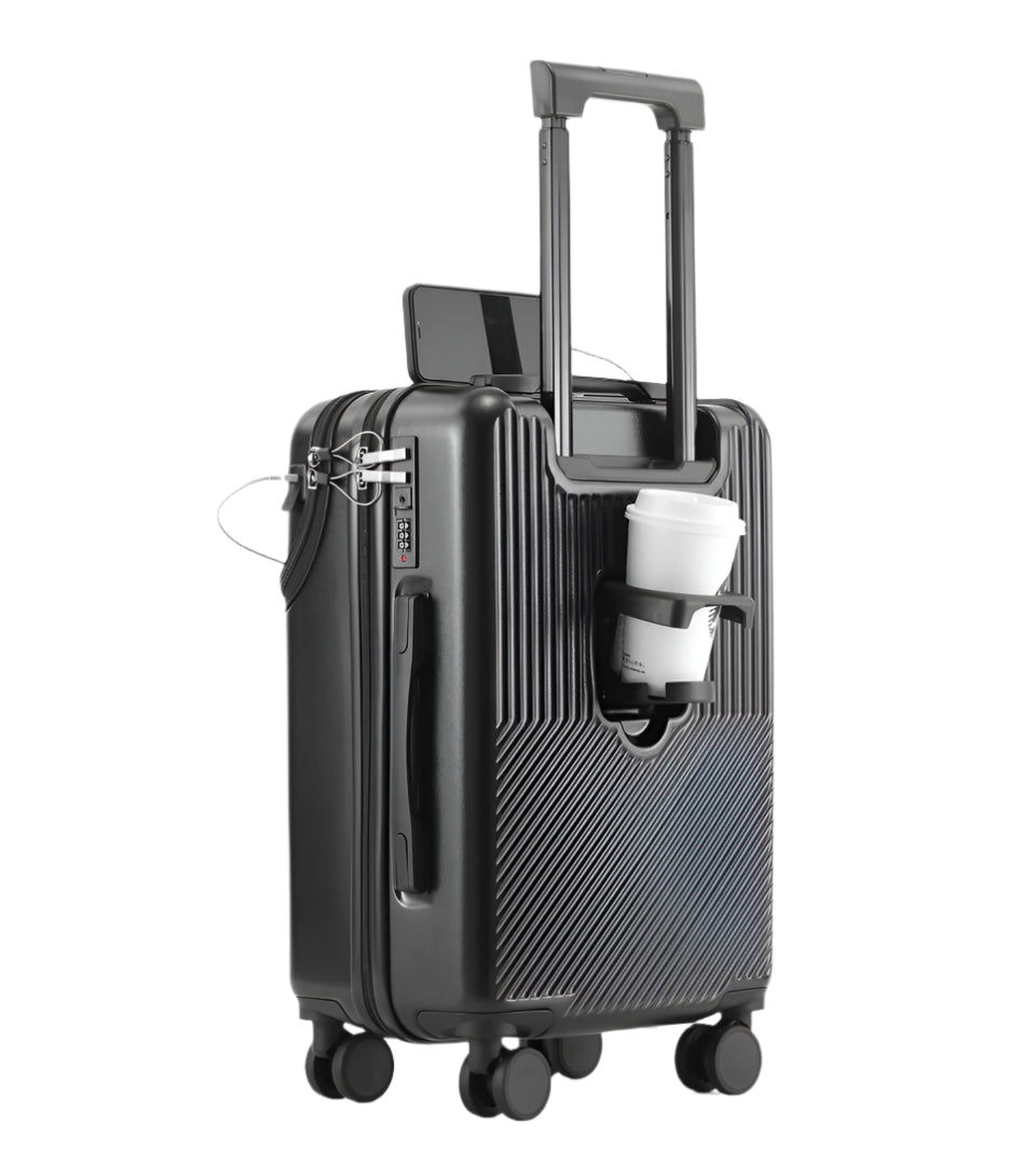 Front Open Suitcase H11 – Smart Handbagage Koffer - 35 liter - Black