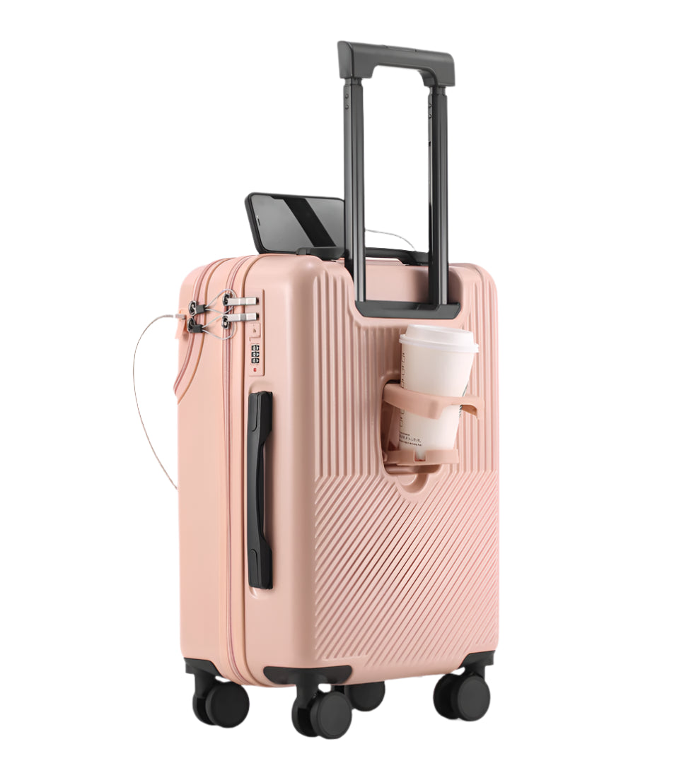 Front Open Suitcase H11 – Smart Handbagage Koffer - 35 liter - Pink