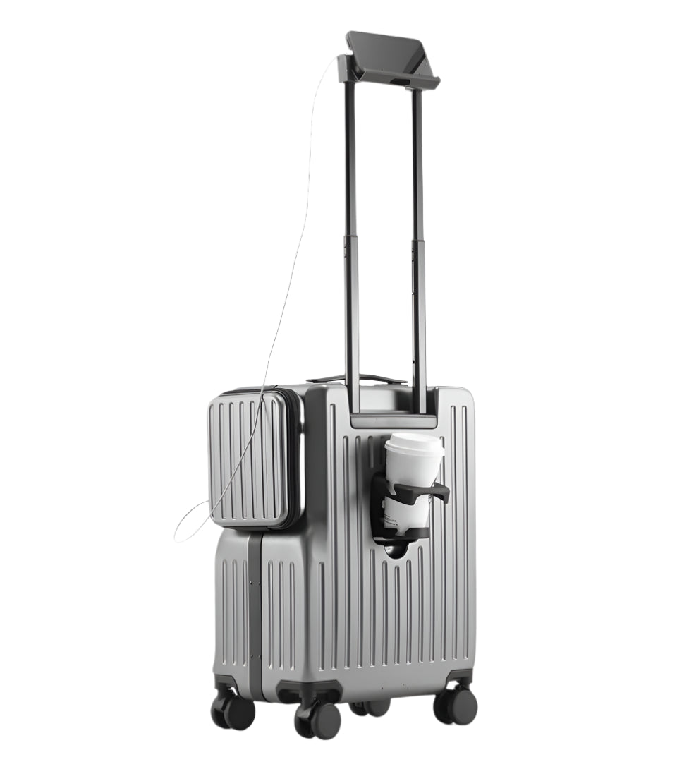 Front Open Carry-On – Smart Handbagage Koffer - 36 liter - Gray